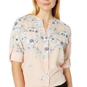 Women's printed roll sleeve shirt